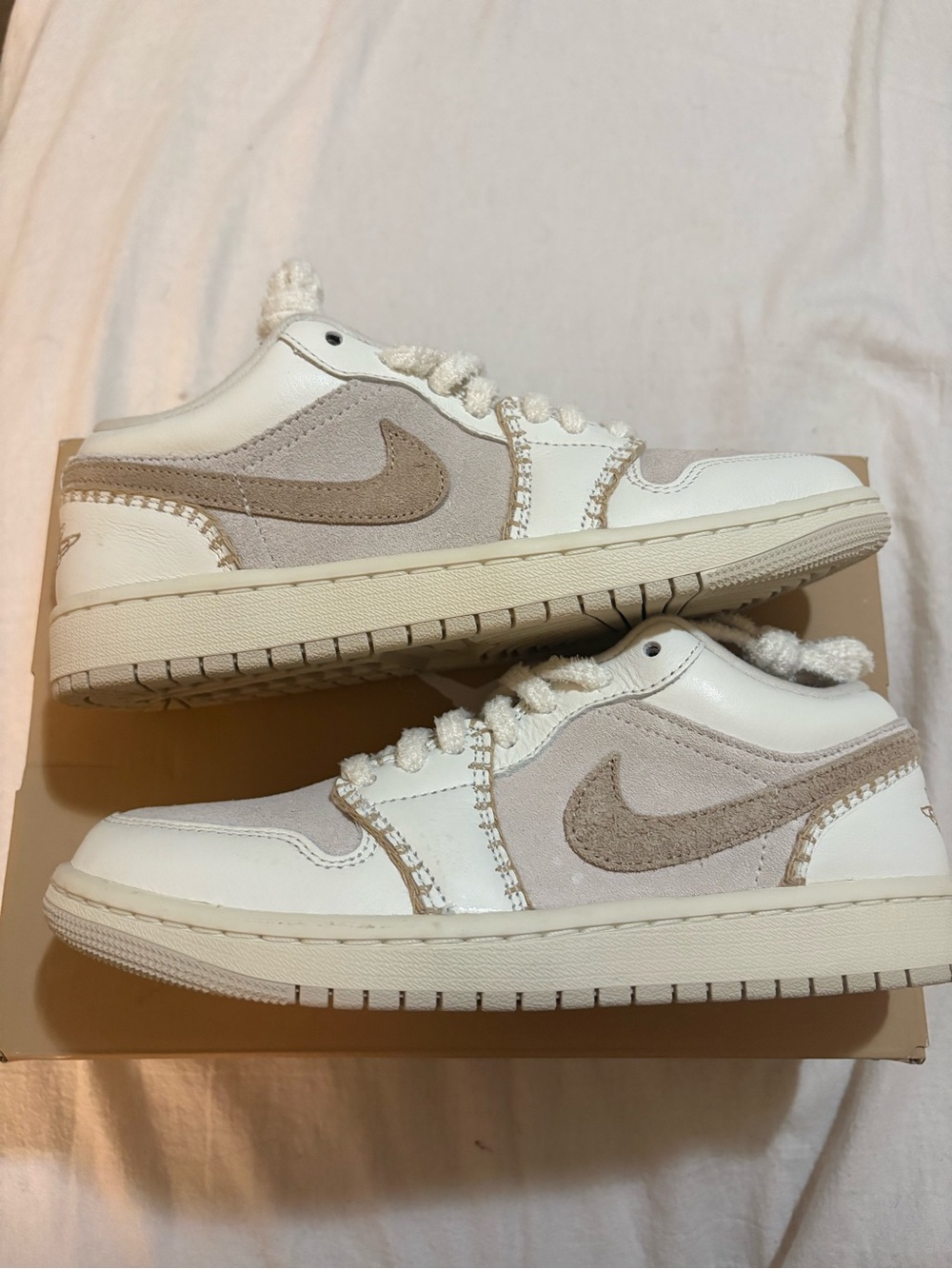 Jordan Women's Low-Top Sneakers in White and Tan